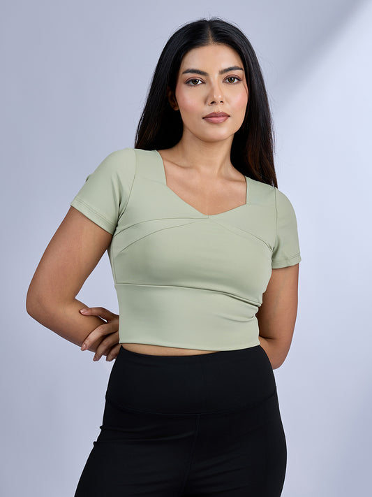 Sabi Aura V-Neck Short Sleeve Crop Top
