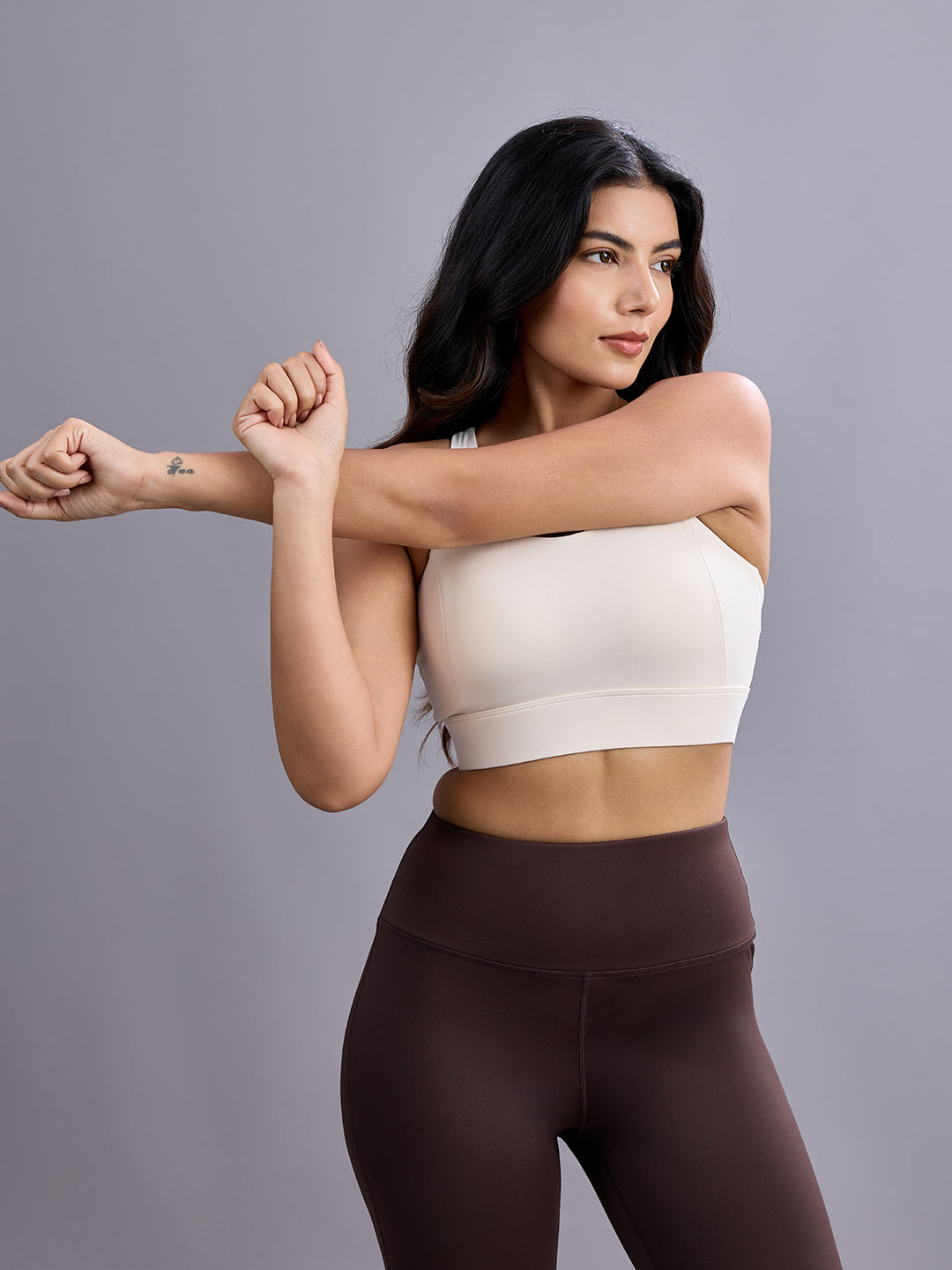 Cream White Y-Back Sports Bra