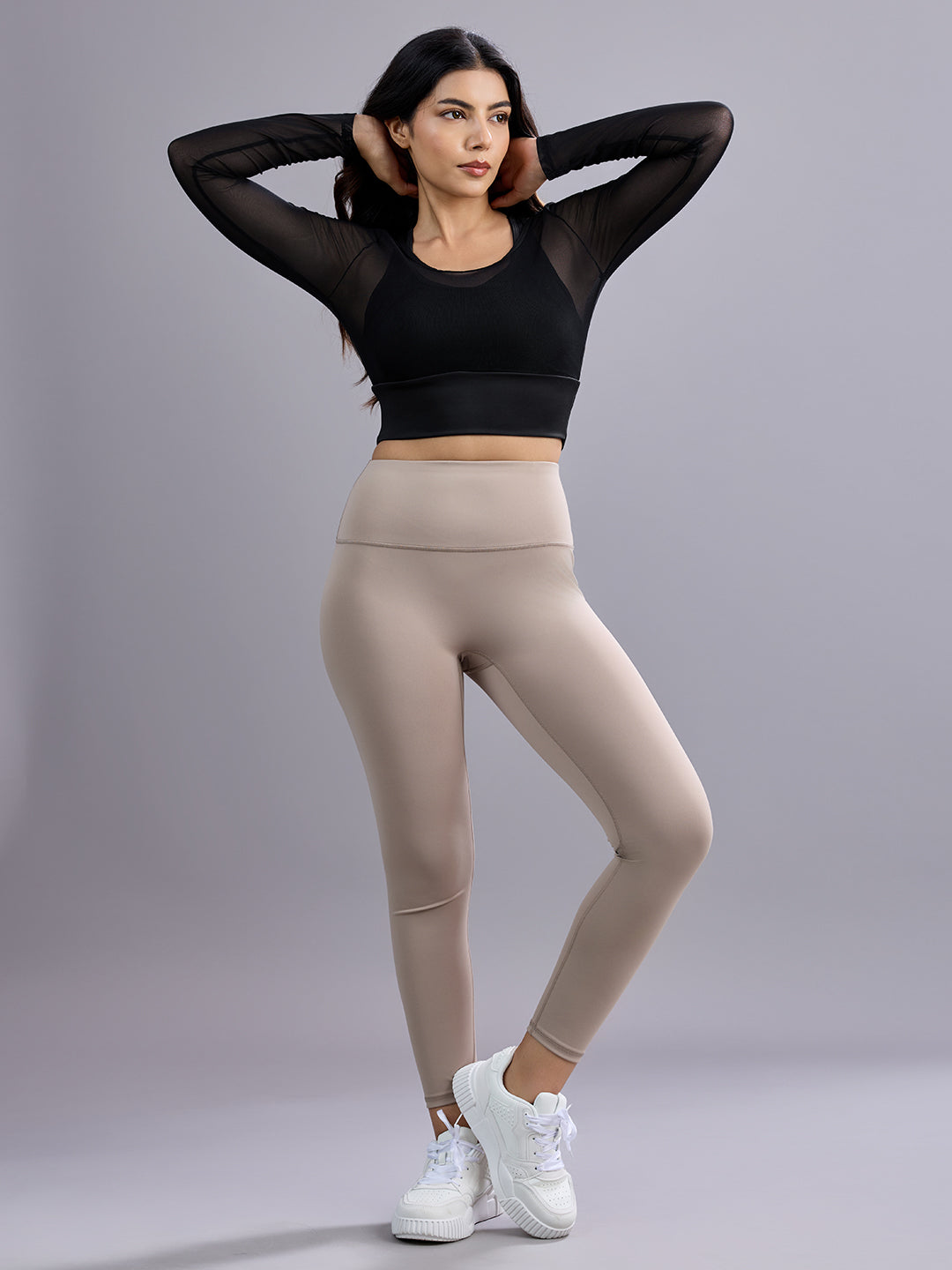 Sabi Aura Built-In Mesh Sleeve Crop Top