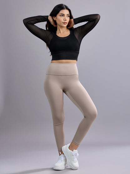 Sabi Aura Built-In Mesh Sleeve Crop Top