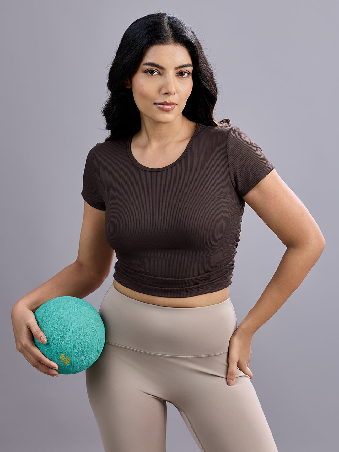 Sabi Mocha Brown Ribbed Crop Top Crop Top