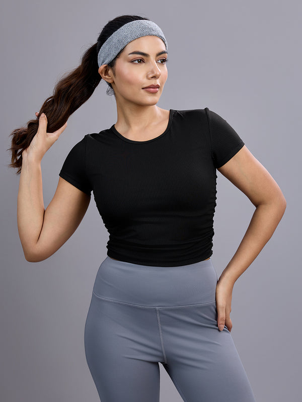 Starlight Black Ribbed Crop Top