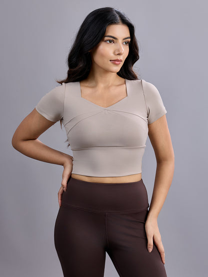 Sabi Aura V-Neck Short Sleeve Crop Top