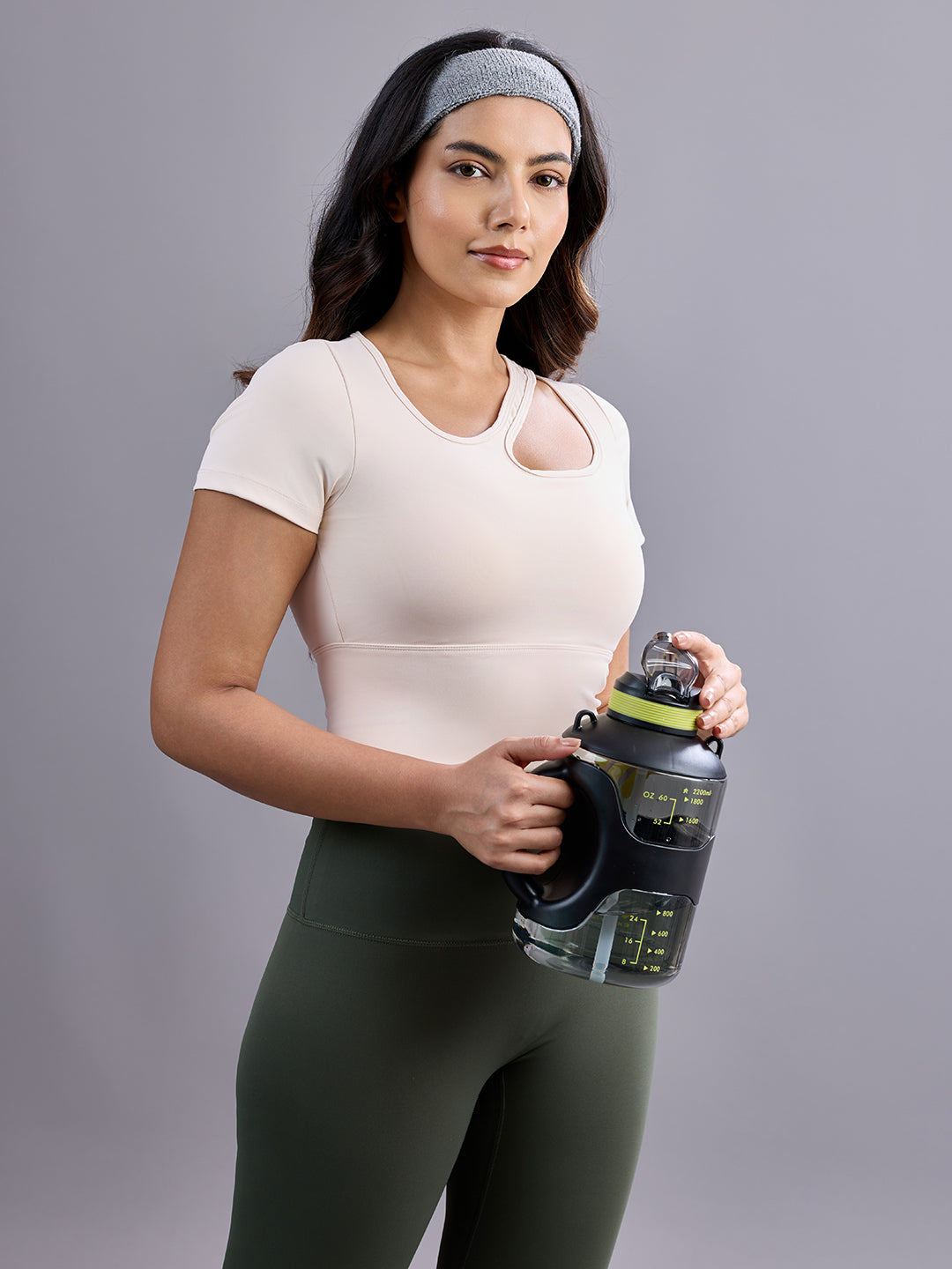 Sabi Aura Slate-Neck Short Sleeve Crop Top