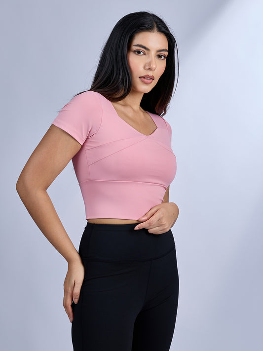 Sabi Aura V-Neck Short Sleeve Crop Top