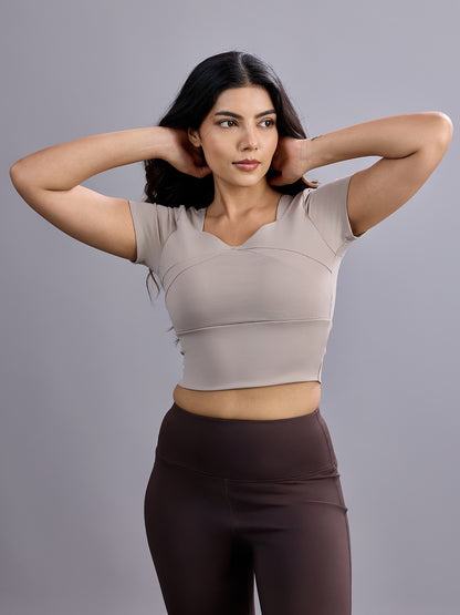 Sabi Aura V-Neck Short Sleeve Crop Top