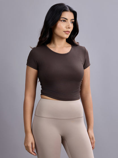 Sabi Flow Ribbed Short Sleeve Crop Top