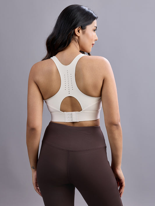 Cream White Y-Back Sports Bra