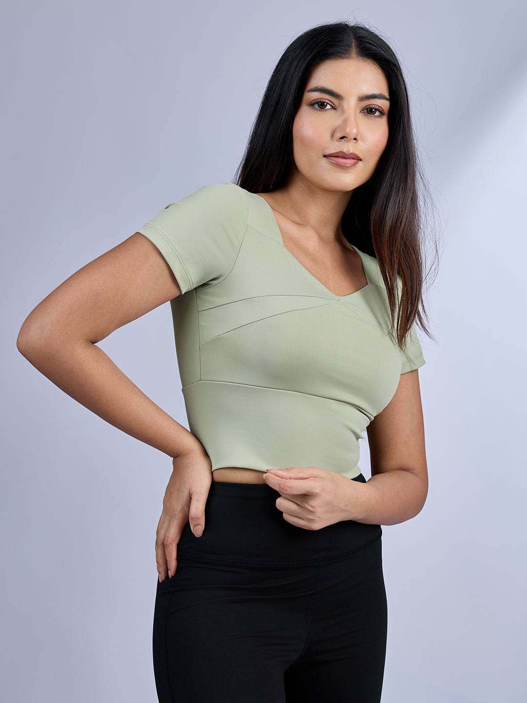 Sabi Aura V-Neck Short Sleeve Crop Top