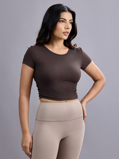 Sabi Flow Ribbed Short Sleeve Crop Top
