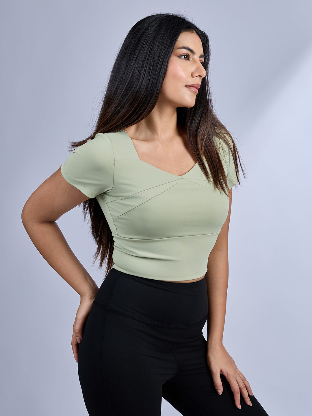 Sabi Aura V-Neck Short Sleeve Crop Top