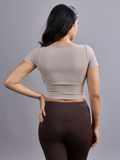 Sabi Aura V-Neck Short Sleeve Crop Top