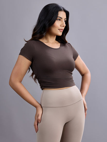 Sabi Flow Ribbed Short Sleeve Crop Top