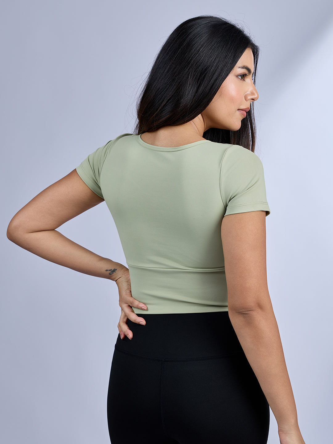 Sabi Aura V-Neck Short Sleeve Crop Top