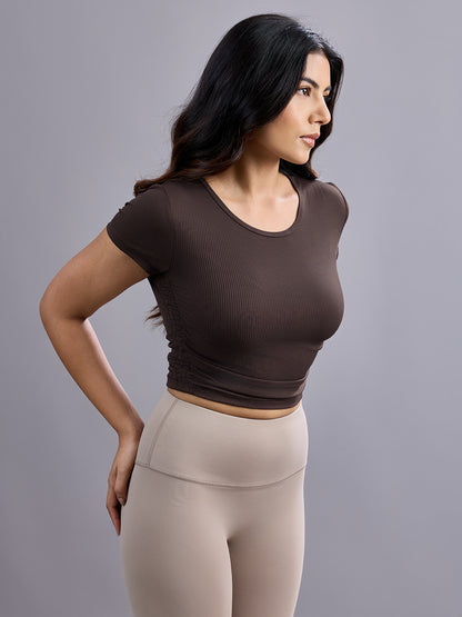 Sabi Flow Ribbed Short Sleeve Crop Top
