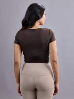 Sabi Mocha Brown Ribbed Crop Top Crop Top