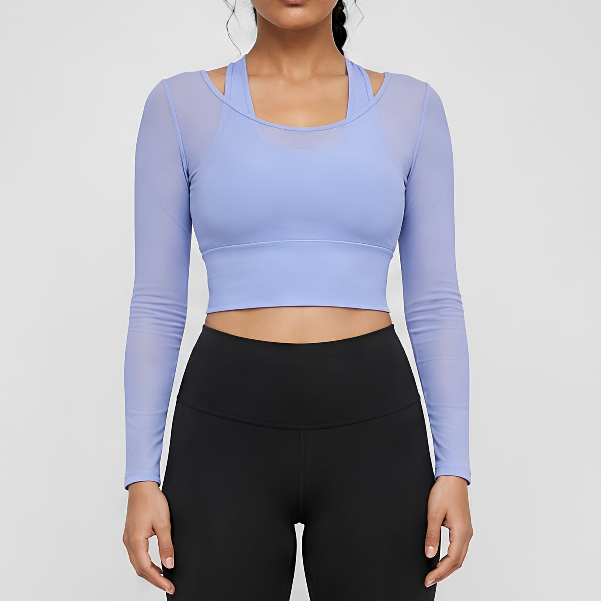 Aqua Blue Mesh Crop Top