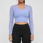 Aqua Blue Mesh Crop Top
