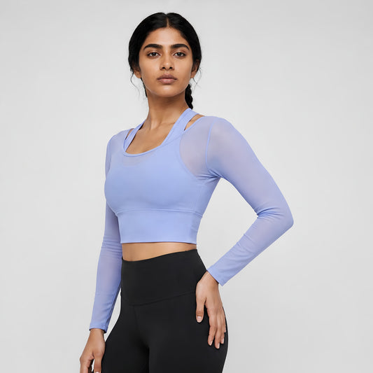 Sabi Aqua Blue Built-In Mesh Crop Top Crop Top