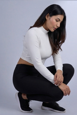 Sabi Cloud White Turtle-Neck Crop Top T-shirt