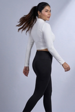 Sabi Cloud White Turtle-Neck Crop Top T-shirt