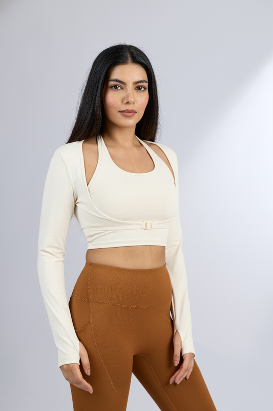 Cream White Layers Crop Top