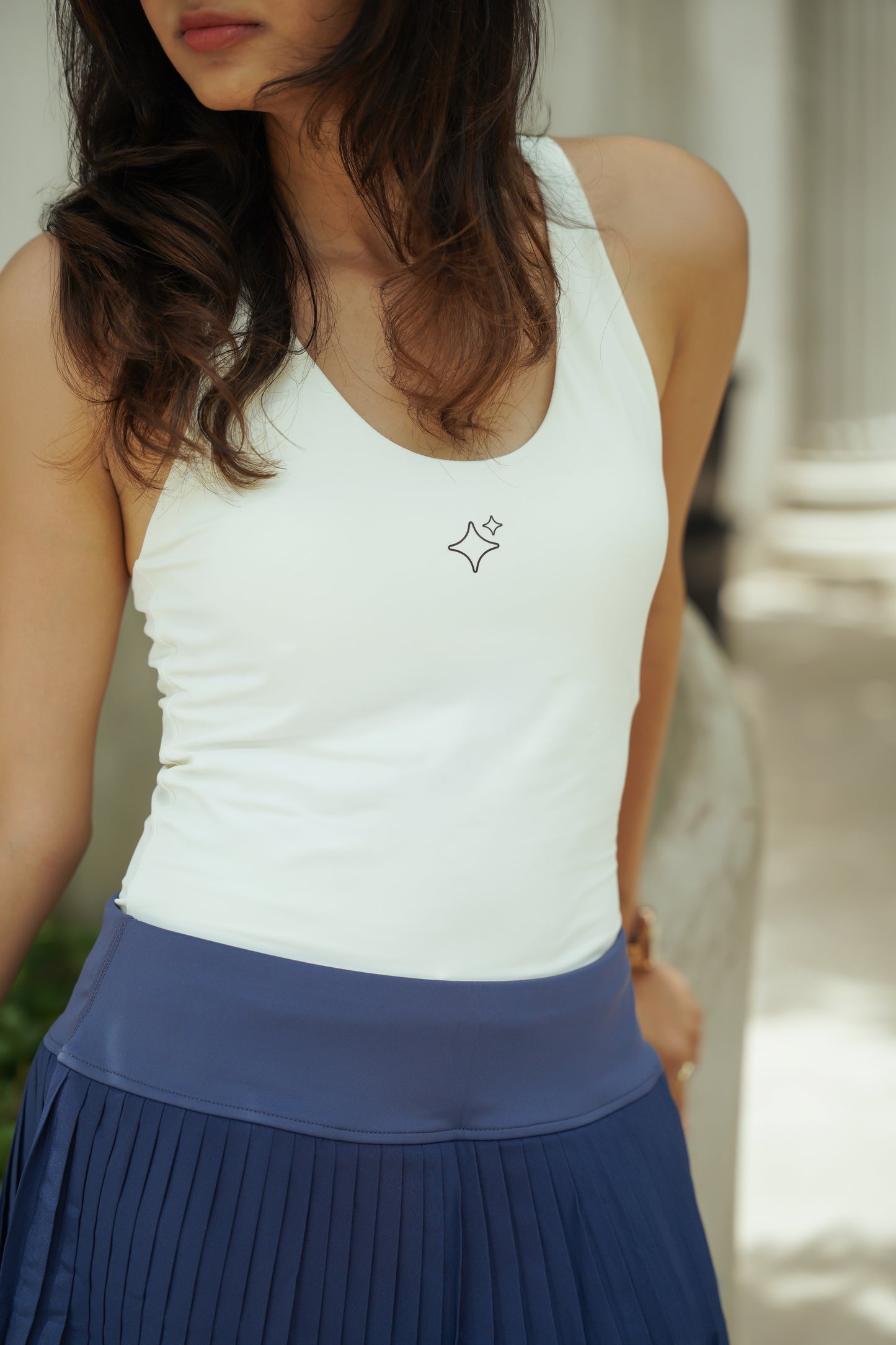 SABI Ivory White Alpha Cross Back Sports Bra