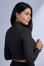 Sabi Starlight Black Turtle-Neck Crop Top T-shirt