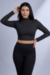 Starlight Black Turtle-Neck Crop Top