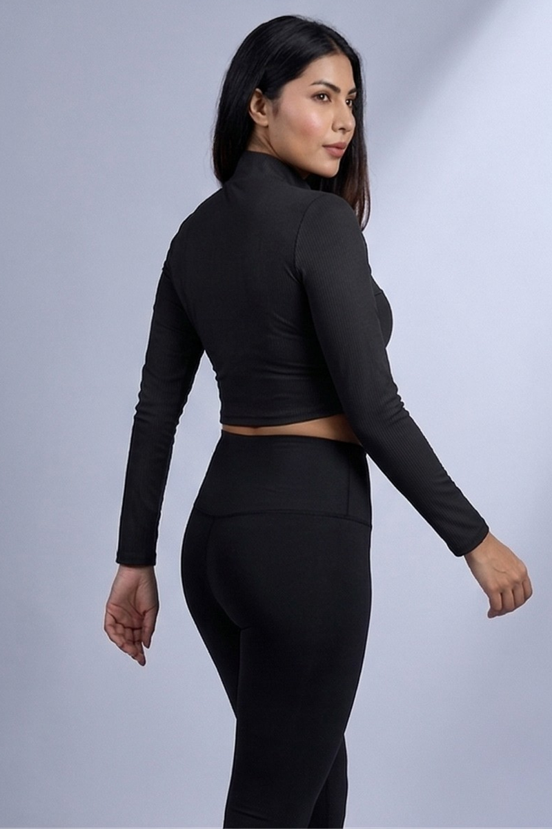 Sabi Starlight Black Turtle-Neck Crop Top T-shirt