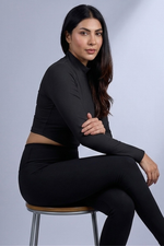 Sabi Starlight Black Turtle-Neck Crop Top T-shirt