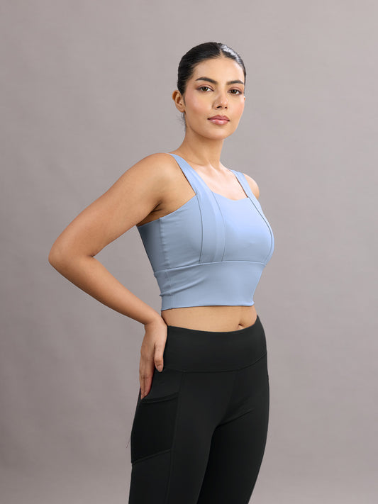 Sabi Glacier Blue Diamonds Sports Bra Sports Bra