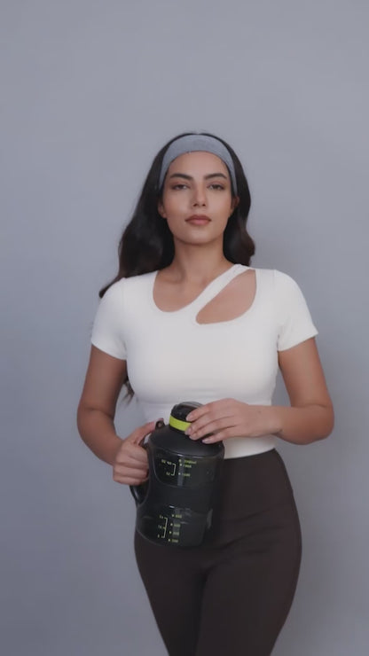 Sabi Aura Slate-Neck Short Sleeve Crop Top